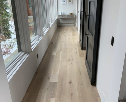Wide plank white oak hardwood flooring installed in Salt Lake City