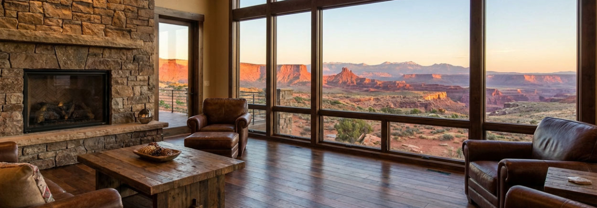 Living room hardwood flooring facing Utah’s dry, high-altitude environment and intense natural sunlight