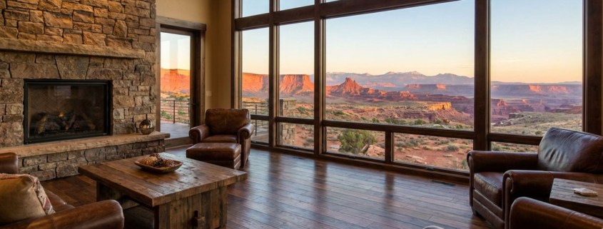Living room hardwood flooring facing Utah’s dry, high-altitude environment and intense natural sunlight